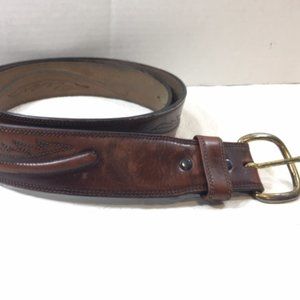 Original Larry Malan's Leegin Brown Leather Stitched Overlay Rodeo Belt Size 44